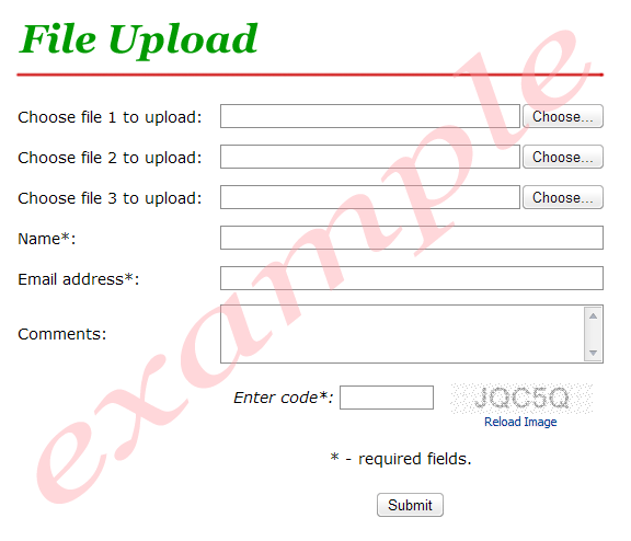 image upload form html. File Upload HTML form is available to ProCaptcha customers only.