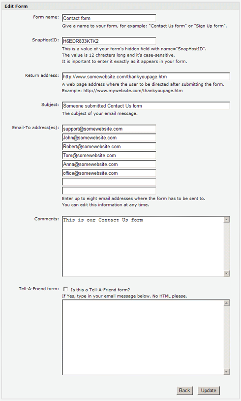 This screenshot shows how to manage a form