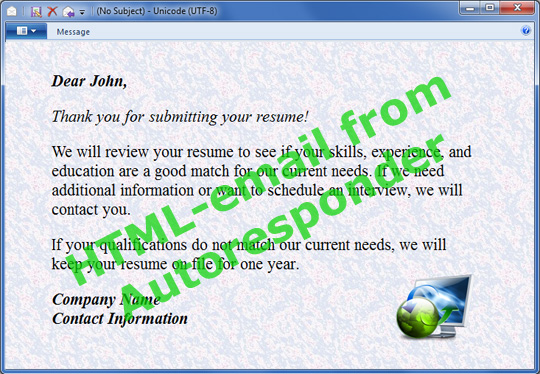 Resume Upload Autoresponder Email